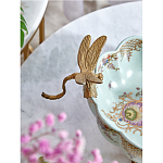 Чаша из голубого фарфора на бронзовых ножках с рисунком цветов и фигурками стрекоз Blue Garden варинант исполнения - 5 | Loft Concept в Ульяновске