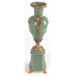 Ваза зеленого цвета из фарфора на высокой подставке с бронзовыми ручками Eden Garden porcelain and bronze варинант исполнения - 3 | Loft Concept в Ульяновске