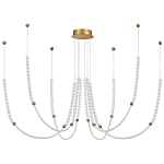 Люстра подвесная с 6-ю изогнутыми плафонами и белыми декоративными шариками PEARLS Suspension варинант исполнения - 1 | Loft Concept в Ульяновске