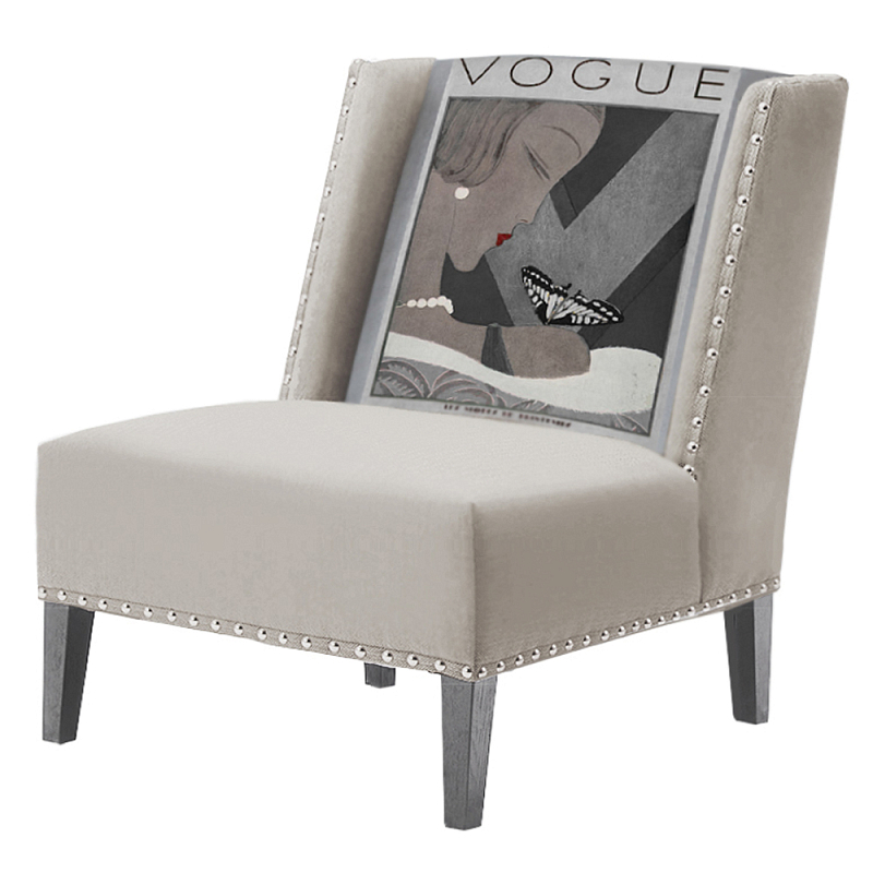 FUN Armchair  Vogui II Beige Дизайнерское кресло с цветным принтом Бежево-серый в Ульяновске | Loft Concept 