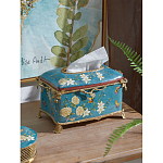 Салфетница прямоугольная голубого цвета с цветами и бабочками Blue Garden варинант исполнения - 3 | Loft Concept в Ульяновске