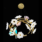 Люстра круглая на золотом каркасе с птичками и цветочным декором Miscellaneous herbs варинант исполнения - 8 | Loft Concept в Ульяновске