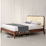 Кровать двуспальная с каркасом из дерева и мягким изголовьем Moon Walnut Bed варинант исполнения - 6 | Loft Concept в Ульяновске