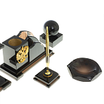 Настольный письменный набор с часами из природного камня обсидиана National Еmblem варинант исполнения - 5 | Loft Concept в Ульяновске