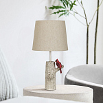 Настольная лампа с тканевым абажуром и основанием в виде птицы на дереве Simurq варинант исполнения - 3 | Loft Concept в Ульяновске