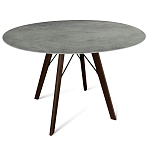 Стол обеденный с серой овальной столешницей из керамики на четырех деревянных ножках Gray Ceramics варинант исполнения - 1 | Loft Concept в Ульяновске