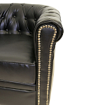 Кресло кожаное с мягкими подлокотниками на 4-х деревянных ножках Logan Leather Armchair black 2 варинант исполнения - 2 | Loft Concept в Ульяновске