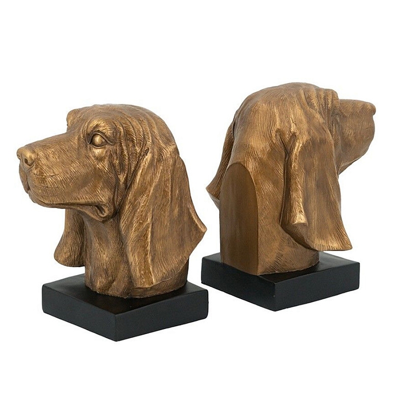 Держатель для книг с бронзовыми фигурками головы собаки Dog Elegance Бронза Черный Держатель для книг с бронзовыми фигурками головы собаки Dog Elegance Бронза Черный в Ульяновске | Loft Concept