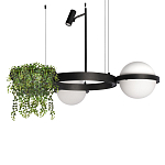 Подвесной светильник с 2-мя шарообразными плафонами и цилиндрическим спотом Light of Еyes варинант исполнения - 1 | Loft Concept в Ульяновске