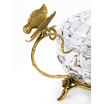 Конфетница из прозрачного рельефного стекла с ручками в виде стрекоз и фигуркой лебедя Eden Garden варинант исполнения - 2 | Loft Concept в Ульяновске