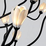 Люстра подвесная черного цвета с ветвями и белыми фарфоровыми цветами Floralis варинант исполнения - 13 | Loft Concept в Ульяновске