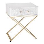 Приставной столик с выдвижным ящиком  White Table Carved Pattern варинант исполнения - 1 | Loft Concept в Ульяновске