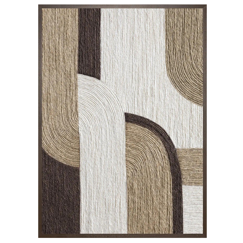 Панно из шнура геометрическая абстракция wall panel line II Коричневый Молочный в Ульяновске | Loft Concept 