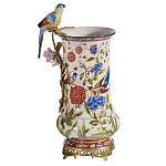 Ваза фарфоровая с птицей на бронзовой ветке и цветочной росписью Garden of Eden варинант исполнения - 5 | Loft Concept в Ульяновске