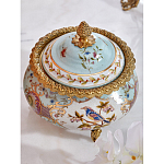 Шкатулка с крышкой из голубого фарфора с риунком птиц и цветов Blue Garden варинант исполнения - 2 | Loft Concept в Ульяновске