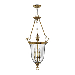 Подвесной светильник латунный с рифленым прозрачным плафоном и тремя свечеподобными лампами в классическом стиле Hinkley варинант исполнения - 2 | Loft Concept в Ульяновске