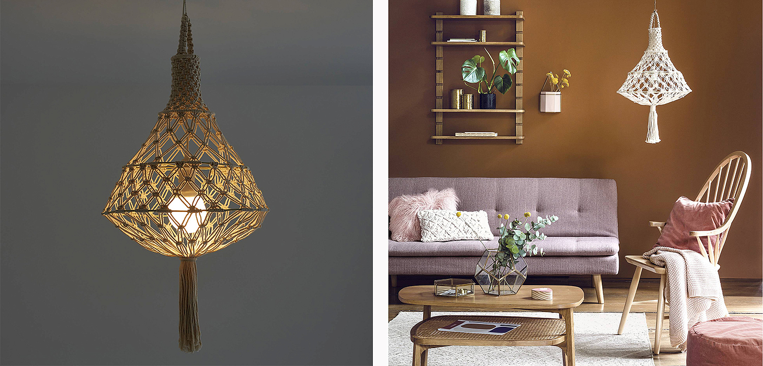 Подвесной светильник Macrame Wicker Hanging lamp Подвесной светильник Macrame Wicker Hanging lamp - Loft-Concept в Ульяновске