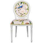 Стул светло-серый из натурального бука с изображением птиц и цветов Blooming Blue Birds варинант исполнения - 1 | Loft Concept в Ульяновске