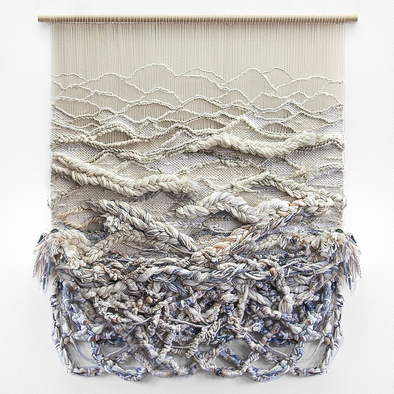 Дизайнерское современное текстильное панно Жемчуг Бежевый Голубой в Ульяновске | Loft Concept 