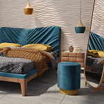 Пуф синий велюр на золотом металлическом основании Golden Belt варинант исполнения - 4 | Loft Concept в Ульяновске