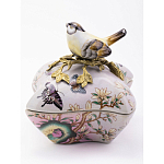 Шкатулка фиолетового цвета с рисунком бабочек и крышкой с фигуркой птицы на ветке Eden Garden варинант исполнения - 2 | Loft Concept в Ульяновске