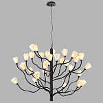 Люстра подвесная черного цвета с ветвями и белыми фарфоровыми цветами Floralis варинант исполнения - 12 | Loft Concept в Ульяновске