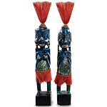 Комплект из 2-х деревянных статуэток Asmat Straw Headdress Statuettes Multicolor варинант исполнения - 2 | Loft Concept в Ульяновске