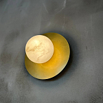 Бра круглое с плафоном из натурального камня на латунном основании Cryptocrystalline Stone варинант исполнения - 5 | Loft Concept в Ульяновске