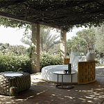 Дизайнерский уличный диван из массива дерева с плетеной спинкой PALINFRASCA Sofa варинант исполнения - 10 | Loft Concept в Ульяновске