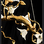 Люстра в виде золотой ветки с цветами и птичками Marvelous Garden варинант исполнения - 12 | Loft Concept в Ульяновске