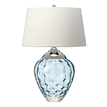 Настольная лампа со белым конусным абажуром и прозрачным голубым стеклянным основанием Quintiesse варинант исполнения - 1 | Loft Concept в Ульяновске