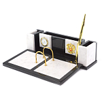 Настольный письменный набор из белого мрамора и змеевика Marble Accessory варинант исполнения - 2 | Loft Concept в Ульяновске