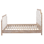 Кровать двуспальная светло-бежевая с основанием из массива дуба с мягким изголовьем Flax Beds варинант исполнения - 2 | Loft Concept в Ульяновске