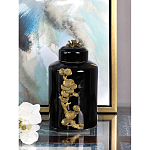 Банка с крышкой из фарфора с бронзовым цветочным элементом Eden Garden варинант исполнения - 4 | Loft Concept в Ульяновске