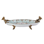 Блюдо овальное из голубого фарфора с ручками в виде бабочек и цветочным рисунком Blue Garden варинант исполнения - 1 | Loft Concept в Ульяновске