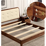 Кровать двуспальная с каркасом из дерева и мягким изголовьем Moon Walnut Bed варинант исполнения - 5 | Loft Concept в Ульяновске