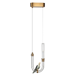 Подвесной светильник с декоративной фигуркой птицы на прозрачной изогнутой трубке Ganthea варинант исполнения - 2 | Loft Concept в Ульяновске