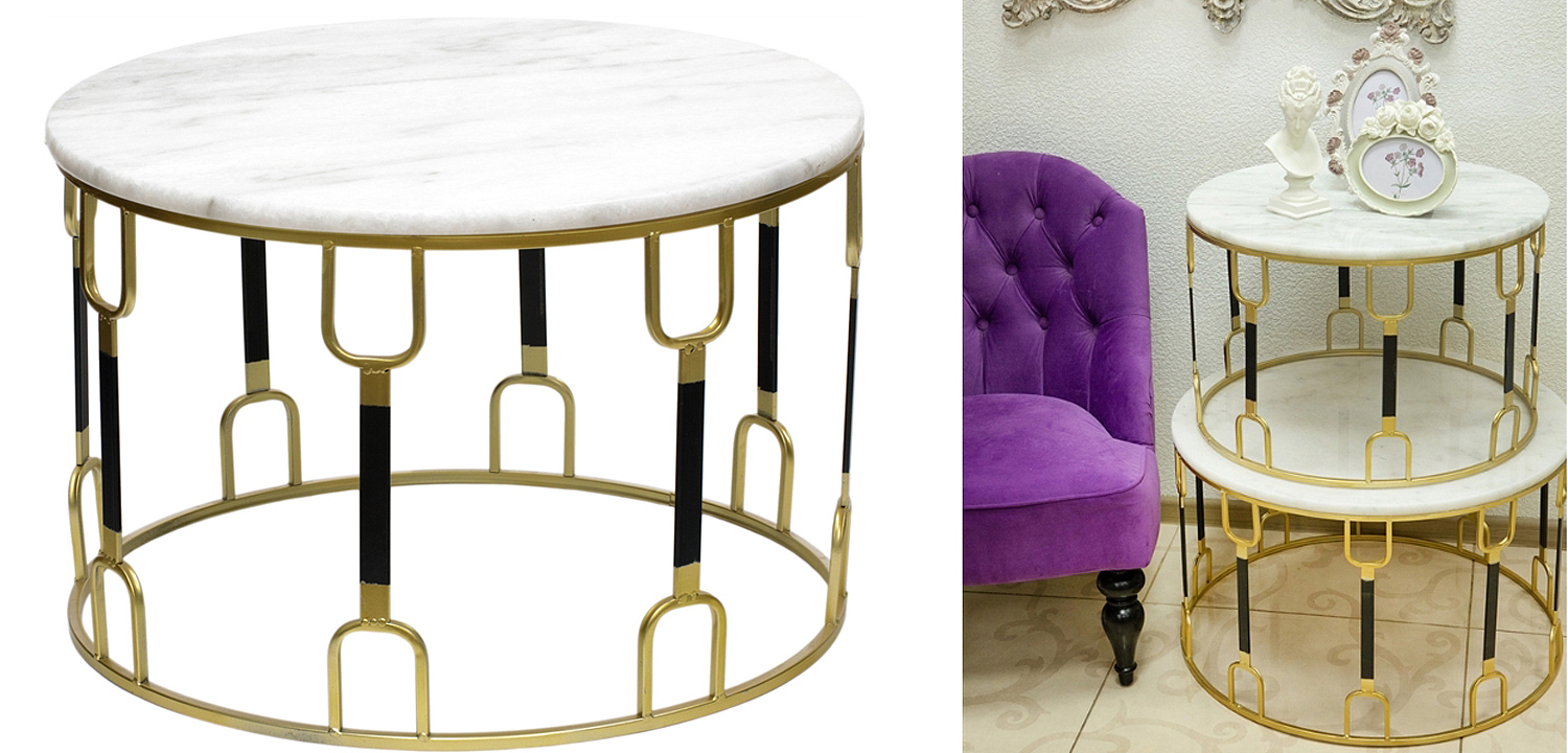 Приставной стол Dorius Side Table white marble Приставной стол Dorius Side Table white marble - Loft-Concept в Ульяновске