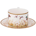 Чайная пара из фарфора с изображением собаки и уток 300 мл Hunting Porcelain Collection варинант исполнения - 2 | Loft Concept в Ульяновске