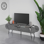 ТВ-тумба серая с 2-мя откидными дверцами и 2-мя открытыми полками CAPSULE TV STAND RETRO GREY варинант исполнения - 2 | Loft Concept в Ульяновске
