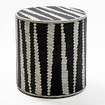 Приставной круглый столик с инкрустацией Black and White Geometry Stool варинант исполнения - 1 | Loft Concept в Ульяновске