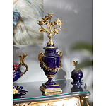 Подсвечник из темно-синего фарфора с бронзовыми элементами и цветами Eden Garden варинант исполнения - 2 | Loft Concept в Ульяновске