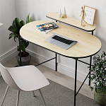 Стол письменный овальной формы с полкой LOUB WORKING TABLE BLACK OAK варинант исполнения - 5 | Loft Concept в Ульяновске