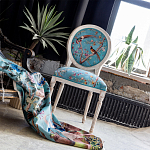 Стул из массива бука бирюзовый с изображением птиц и цветов Turquoise Beige Chinoiserie Peach Garden Chair варинант исполнения - 6 | Loft Concept в Ульяновске