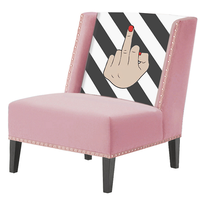 FUN Armchair "fuck off" pink  Дизайнерское кресло с цветным принтом Розовый пастельный в Ульяновске | Loft Concept 