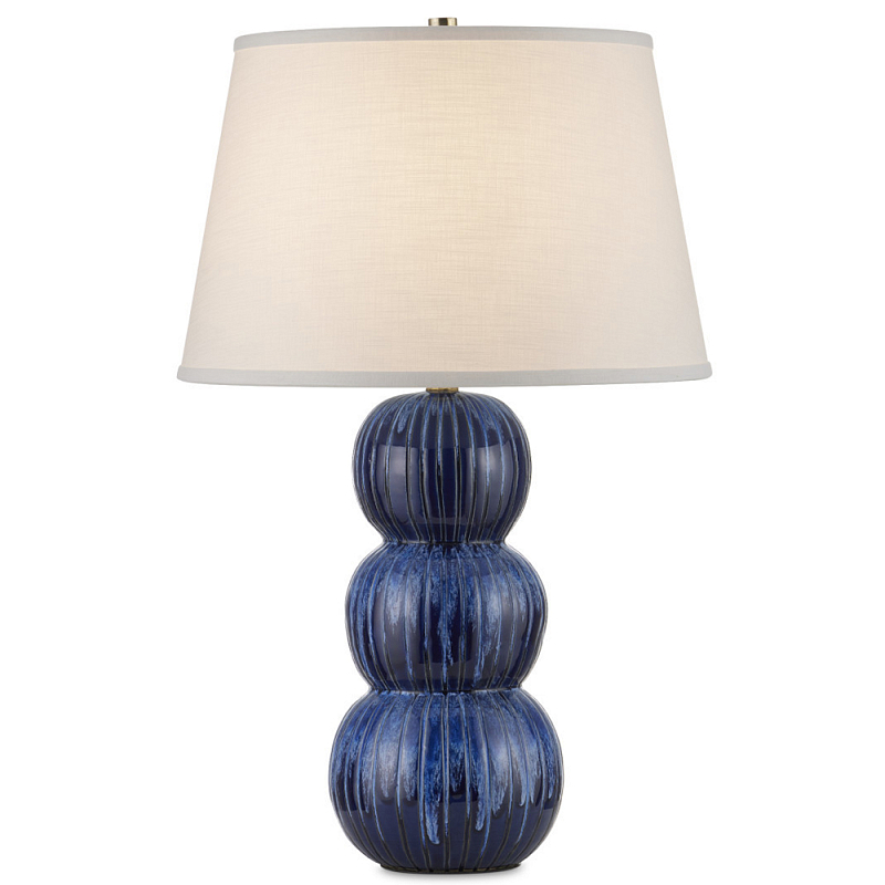 Настольная лампа с синим многослойным шарообразным корпусом Blue Glaze Синий Настольная лампа с синим многослойным шарообразным корпусом Blue Glaze Синий в Ульяновске | Loft Concept