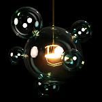 Подвесной светильник с прозрачными бирюзовыми стеклянными шарами и золотыми деталями Диаметр 46 Giopato & Coombes варинант исполнения - 4 | Loft Concept в Ульяновске