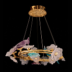 Люстра круглая на золотом каркасе с птичками и цветочным декором Miscellaneous herbs варинант исполнения - 5 | Loft Concept в Ульяновске