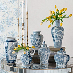 Ваза с крышкой и голубым цветочным рисунком на белом фоне Blue & White Ornament варинант исполнения - 7 | Loft Concept в Ульяновске