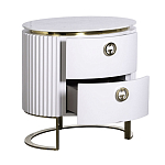 Тумбочка белая овальная с мраморной столешницей Thoroughbass варинант исполнения - 2 | Loft Concept в Ульяновске